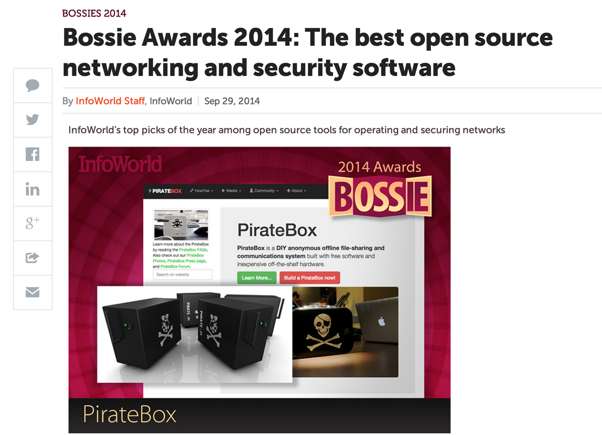 PirateBox wins Bossie Award